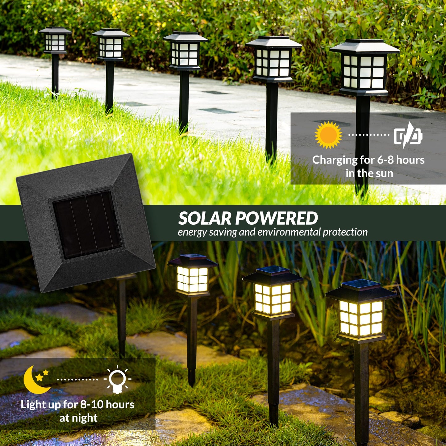 SOLPEX Solar Path Lights, 12 Pack, Waterproof, Warm White, Acrylonitrile Butadiene Styrene, Model P-L-12FXD