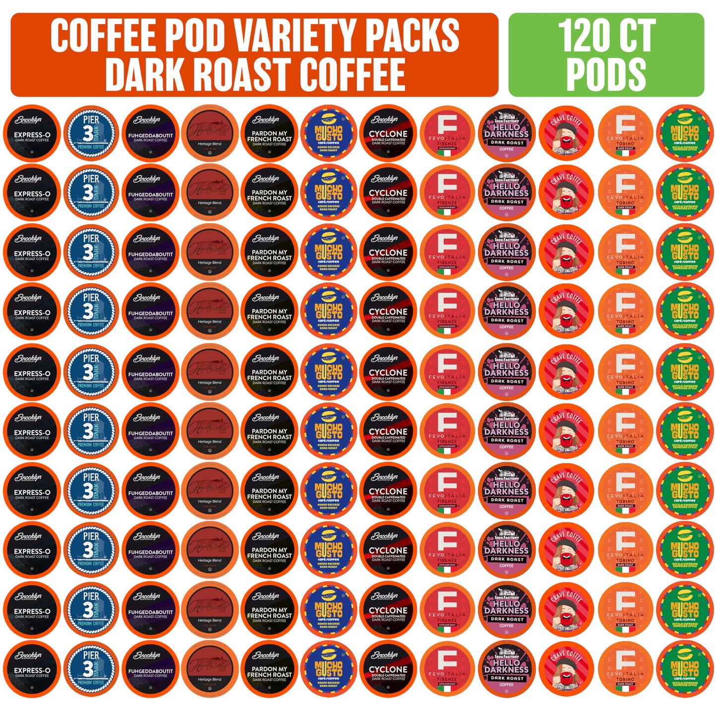 Coffee Pod Variety Packs Dark Roast Sampler Assorted Compatible with 2.0 K-Cup malt-inspired Variety Pack 120 Count (Pack of 1)