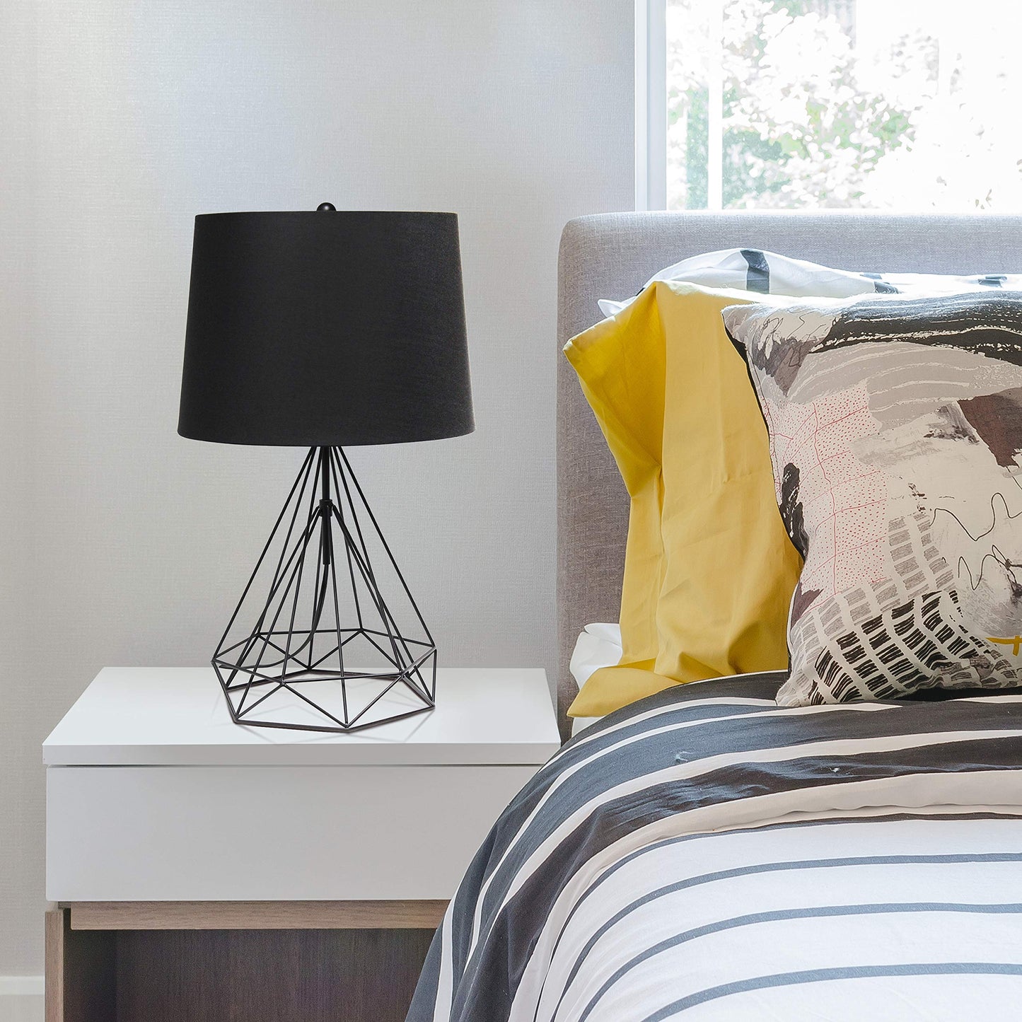 Elegant Designs LT1054-BLK Modern Table Lamp, Metal, 14inL x 14inW x 23.5inH, Black Matte
