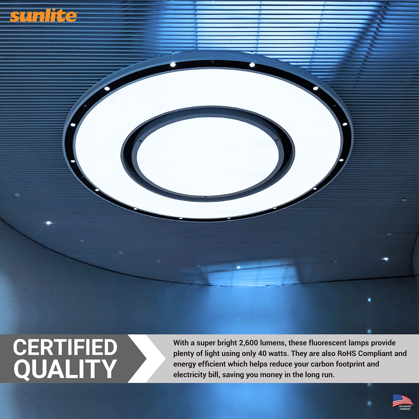 Sunlite FC16T9/DL 40W Circline Fluorescent Lamp, 2600 Lumens, 6500K Daylight, G10Q 4-Pin Base,