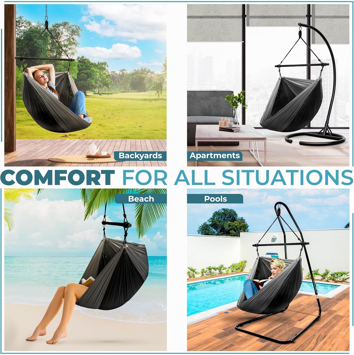 Sorbus Hanging Hammock Chair - Tree Pod Sensory Swing - Outdoor Camping Cacoon Chair - Collapsible and Lightweight Swings - Swinging Rocker Chairs for Camp, Travel, Hiking, Tent, Porch (500 lb Max)