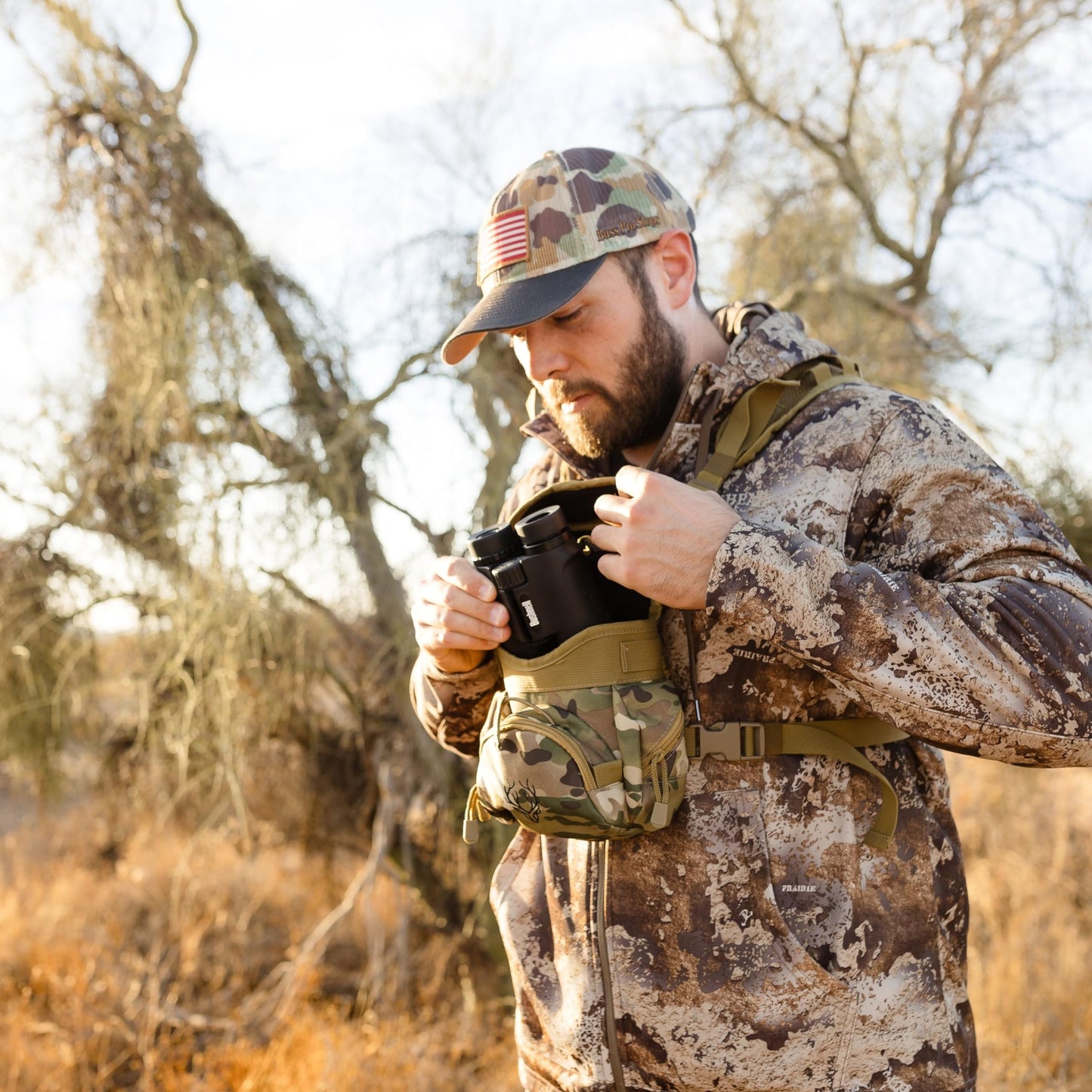 Binocular Harness Chest Pack - Lightweight Bino Harness With Rangefinder Pouch, Silent Hunting Chest Rig And Binocular Case W/ M