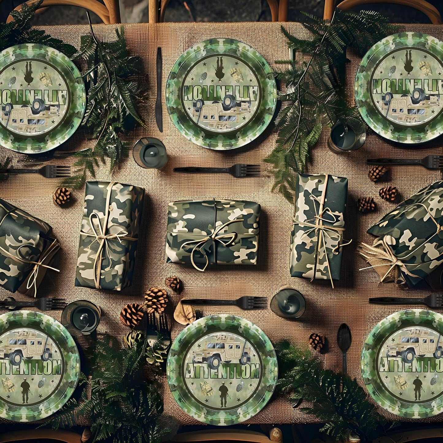 Army Party Decorations Set - Fun Army Party Plates, Napkins, and Forks for an Exciting Celebration - Disposable Military-Themed Party Supplies for Birthdays and Events
