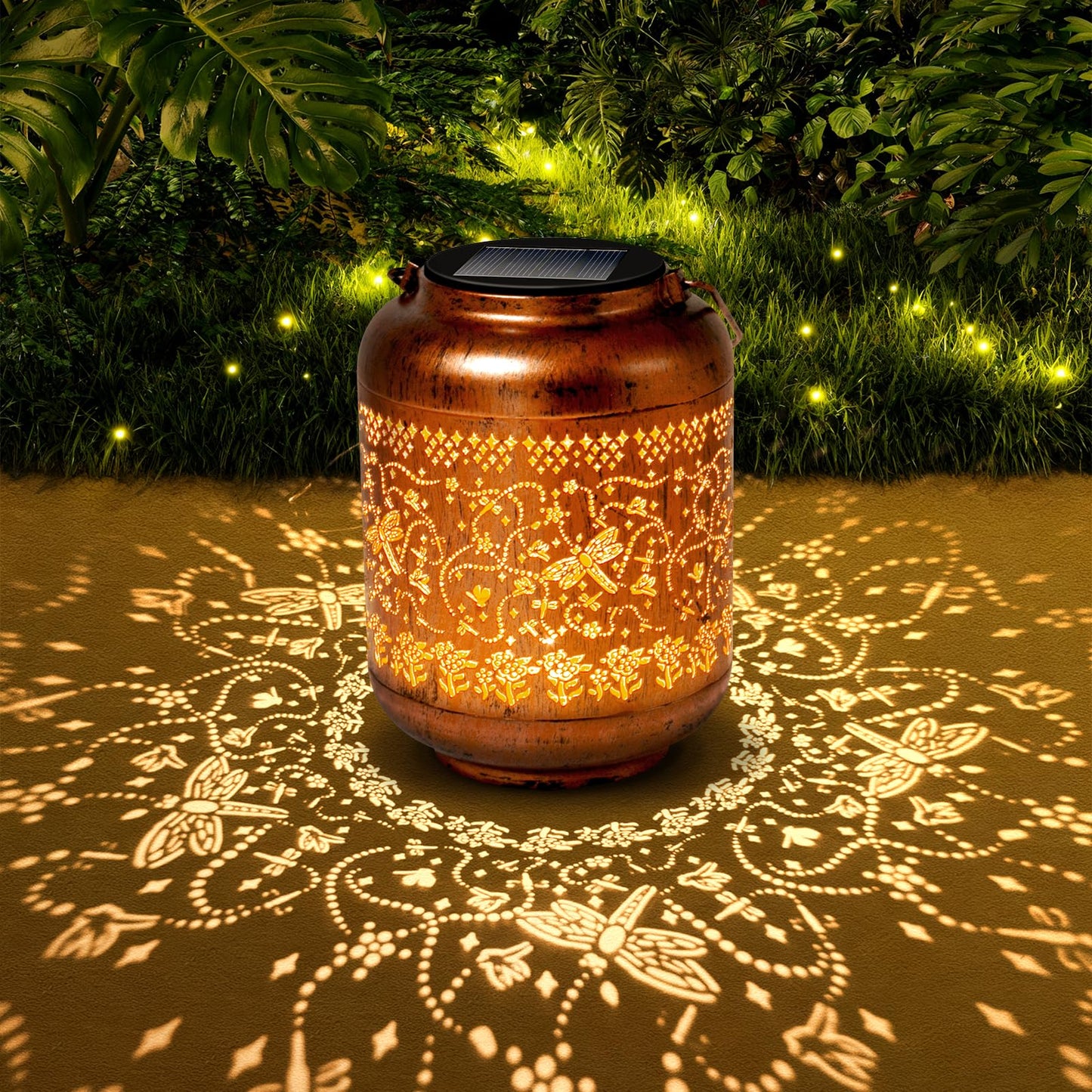 Dragonfly Solar Lanterns Outdoor Waterproof, Christmas Birthday Gifts for Women Metal Hanging Solar Lights for Yard Garden Decor