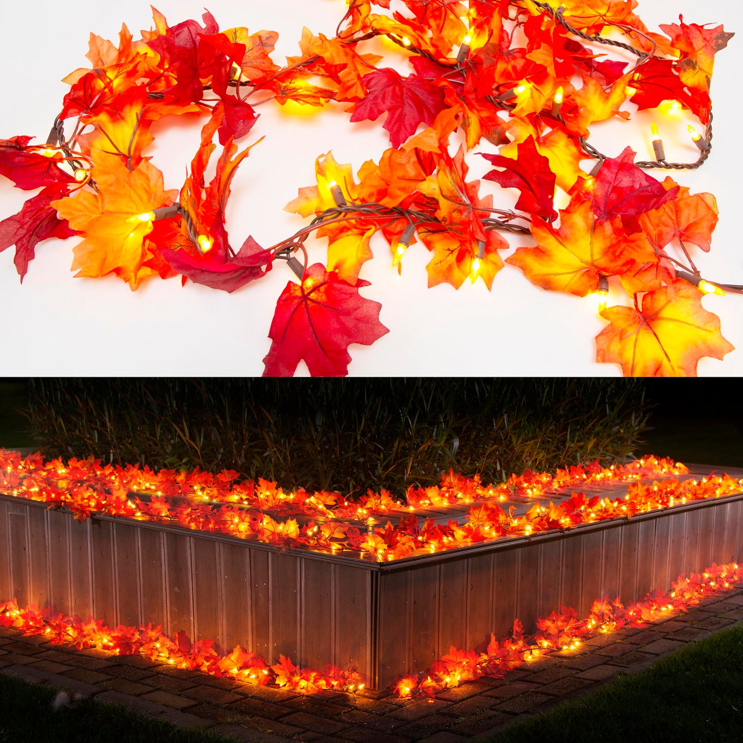 Brillarlights Thanksgiving Decorations for Home Lighted Garland with Lights, 11FT Thanksgiving Lighted Garland Plug in Fall Leaf