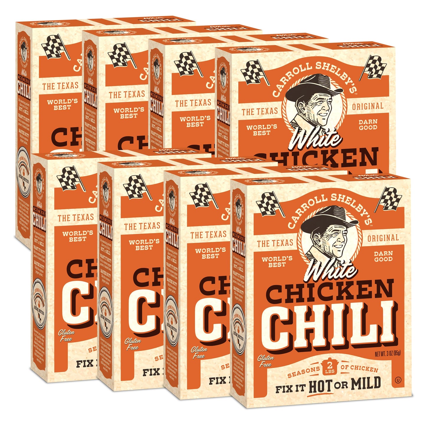 Carroll Shelby s Original Texas Brand White Chicken Chili Kit 3oz Box (Pack of 8)
