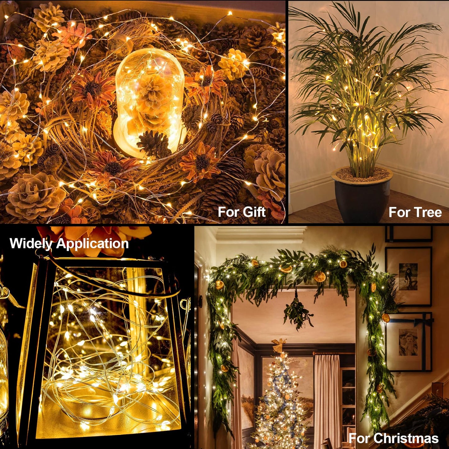 Echosari Fairy Lights - 50 Led Copper Wire Twinkle Lights, 16.4Ft, Warm White, 2 Lighting Modes For Christmas, Wedding, Dorm, Holiday Decor