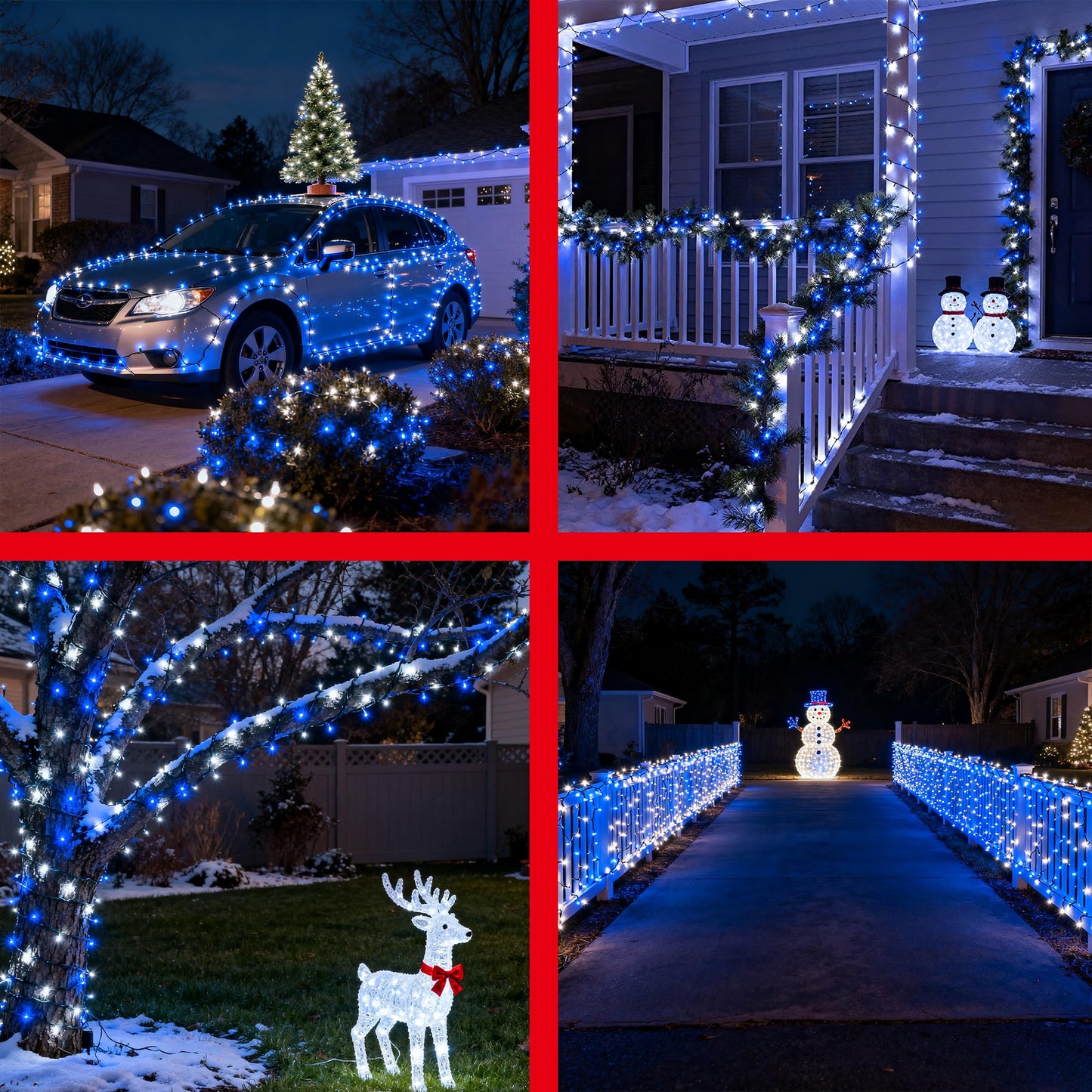 350Led Christmas Lights Indoor Outdoor 90Ft 12 Modes Blue And Cool White Led String Lights With Timer Dimmable Waterproof Tree Lights For Xmas Patio Yard Fence Wedding Bedroom Garden Decor