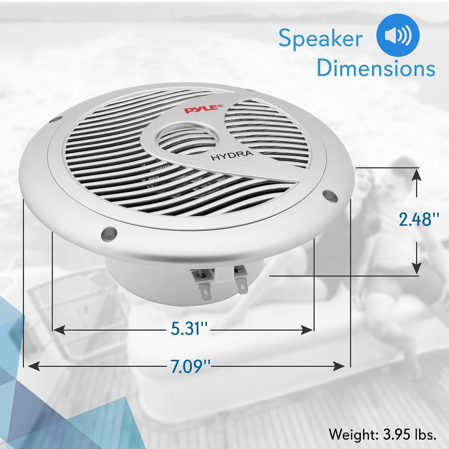Pyle 6.5 Dual Marine Speakers - 2 Way Waterproof And Weather Resistant Outdoor Audio Stereo Sound System With 150 Watt Power,