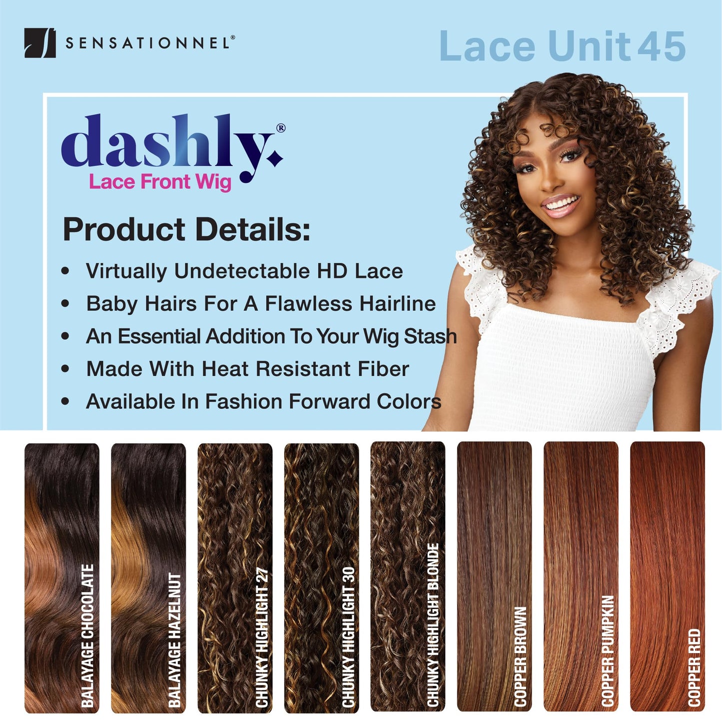 Sensationnel Dashly Lace Front Wig - Unit 45 Hand Tied Laceparting Ear to Ear Synthetic (CHBLONDE)