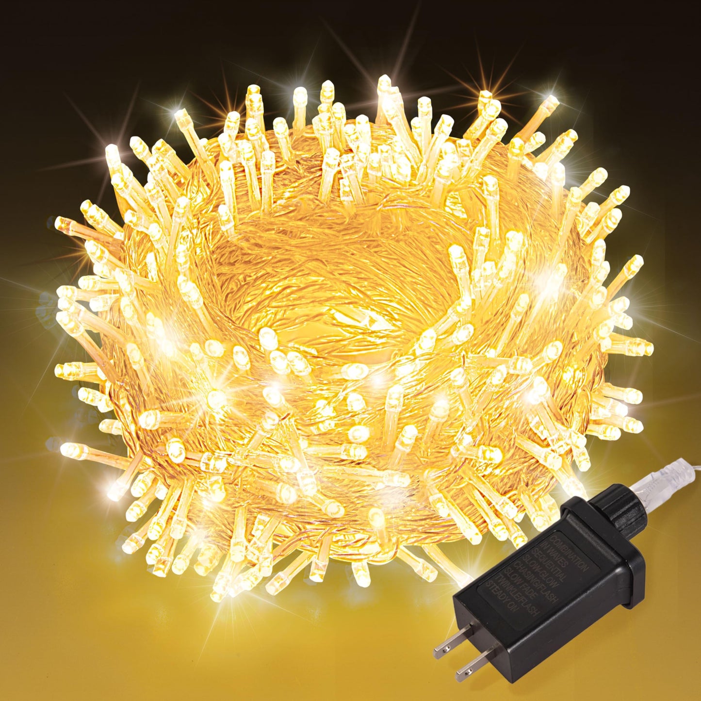 Etinga 200 LED String Lights 66ft Warm White, Plug in Fairy Lights with 8 Lighting Modes, Indoor Outdoor Christmas Lights for Be