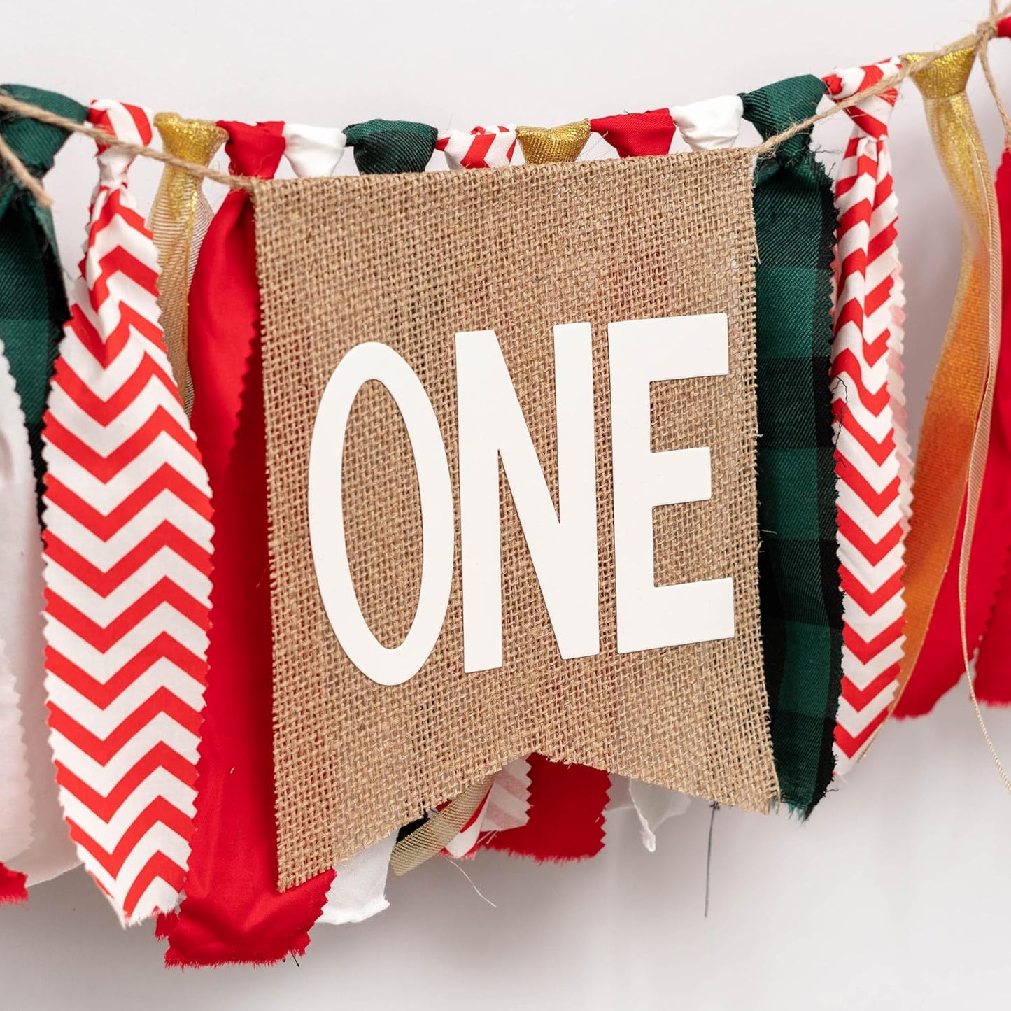 Christmas High Chair Banner for 1st Birthday - Red and Green One High Chair Banner, 1st Birthday Decoration for Boys Girls, Christmas Birthday Party Decorations,Merry Christmas Banner Photo Props