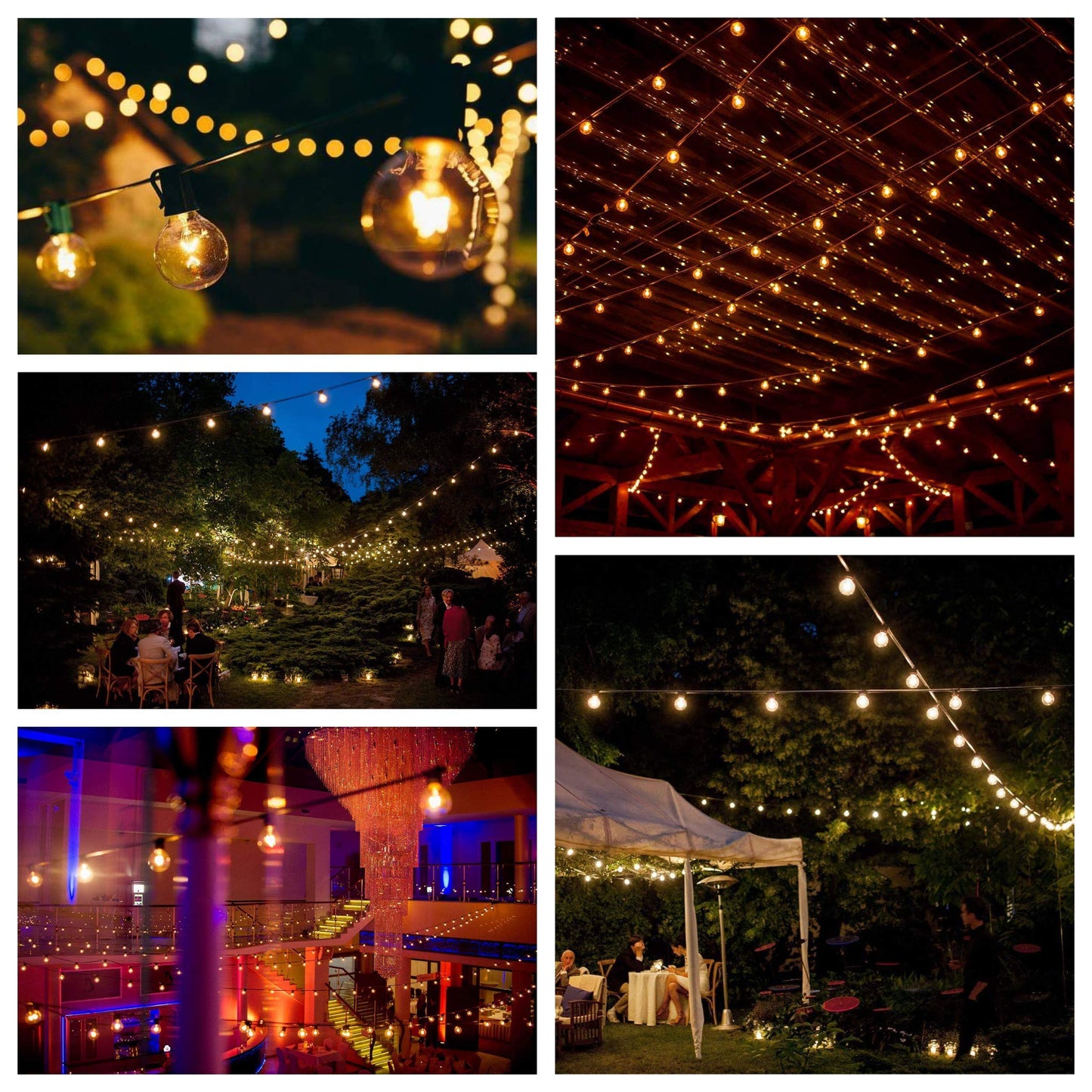 Hometown Evolution G40 Globe String Lights with Clear Bulbs, 10 Foot Black Wire, White, Model G40CL10FTBL