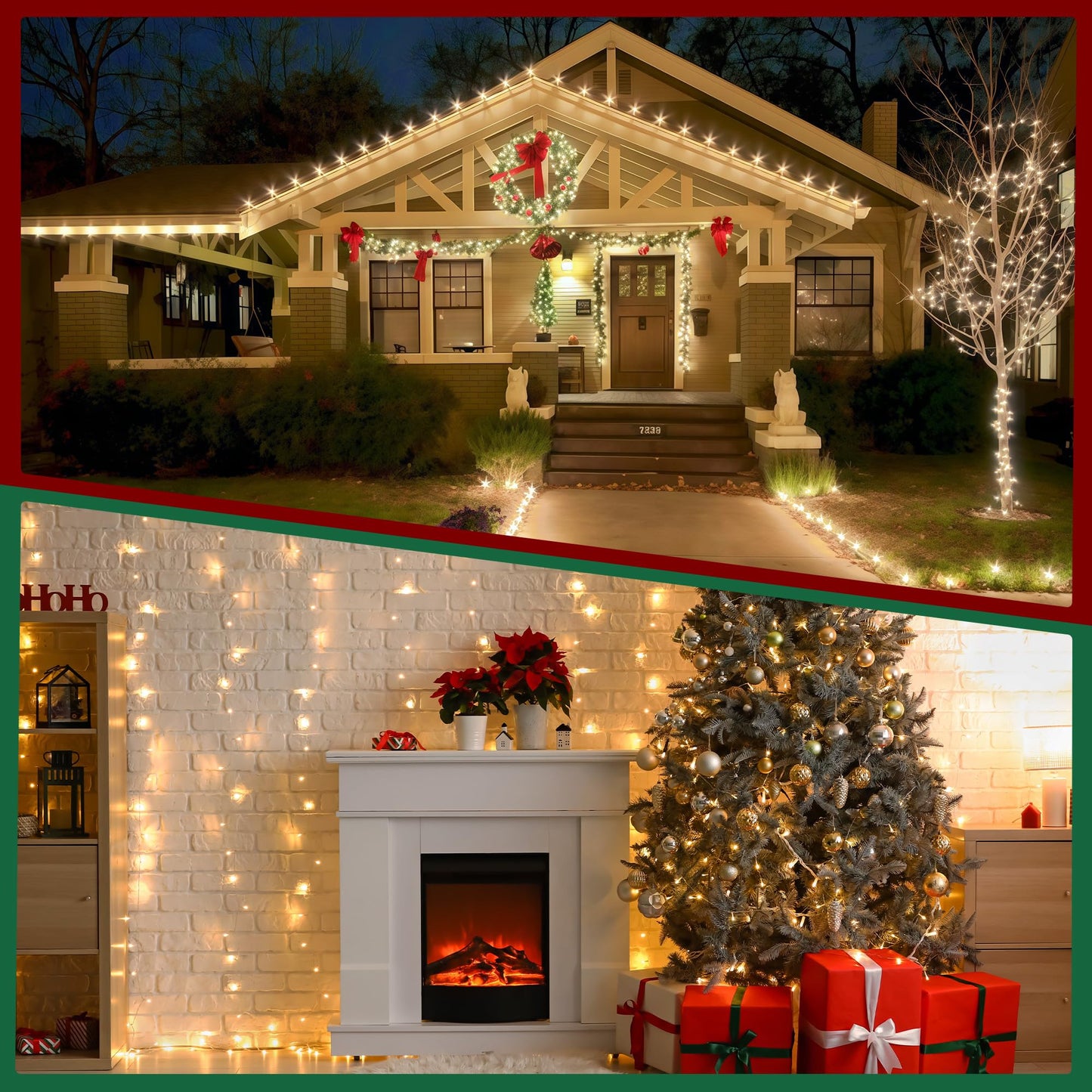 Banbanjo Christmas String Lights Indoor Outdoor Clear Wire 500 Led 164Ft Warm White Christmas Lights Outdoor For Bedroom 8 Mode Twinkle Fairy Light Plug In For Home Wedding Tree Yard Patio Decor