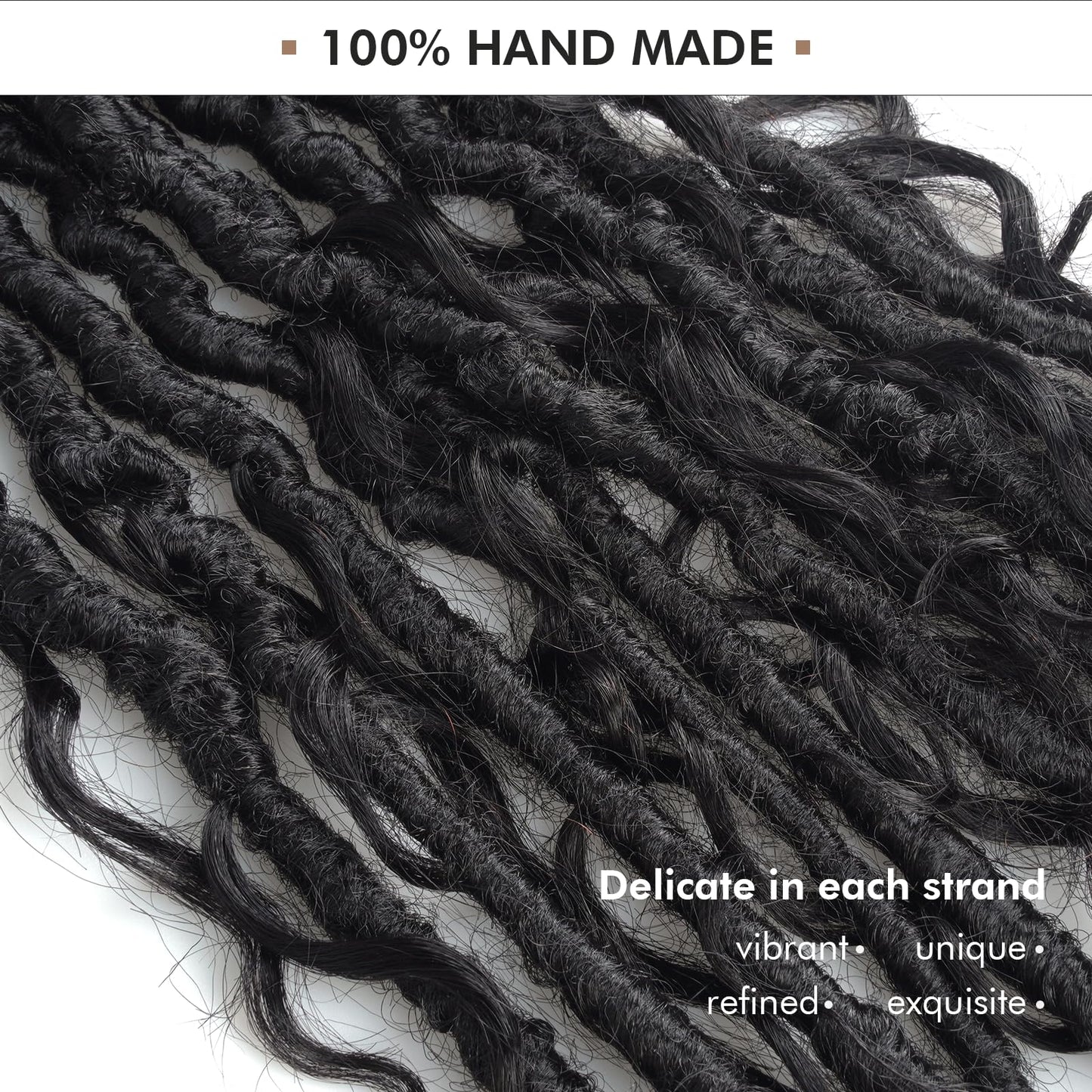 ToyoTress Boho Crochet Locs With Human Hair Curls - 16 Inch 8 Packs Natural Black Handmade Pre-Looped Crochet Hair For Black Wom