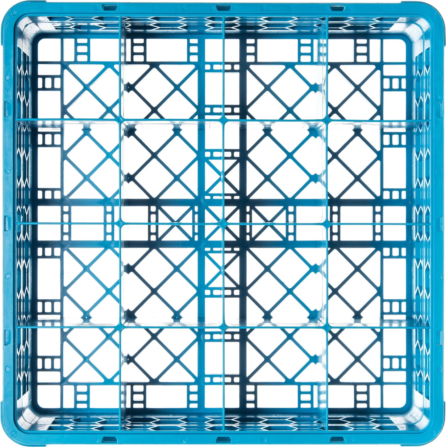 Carlisle FoodService Products Opticlean Glass Rack 16 Compartments with 1 Extender for Kitchens and Restaurants, Plastic, 19.875 x 19.875 x 5.5 Inches, Carlisle Blue