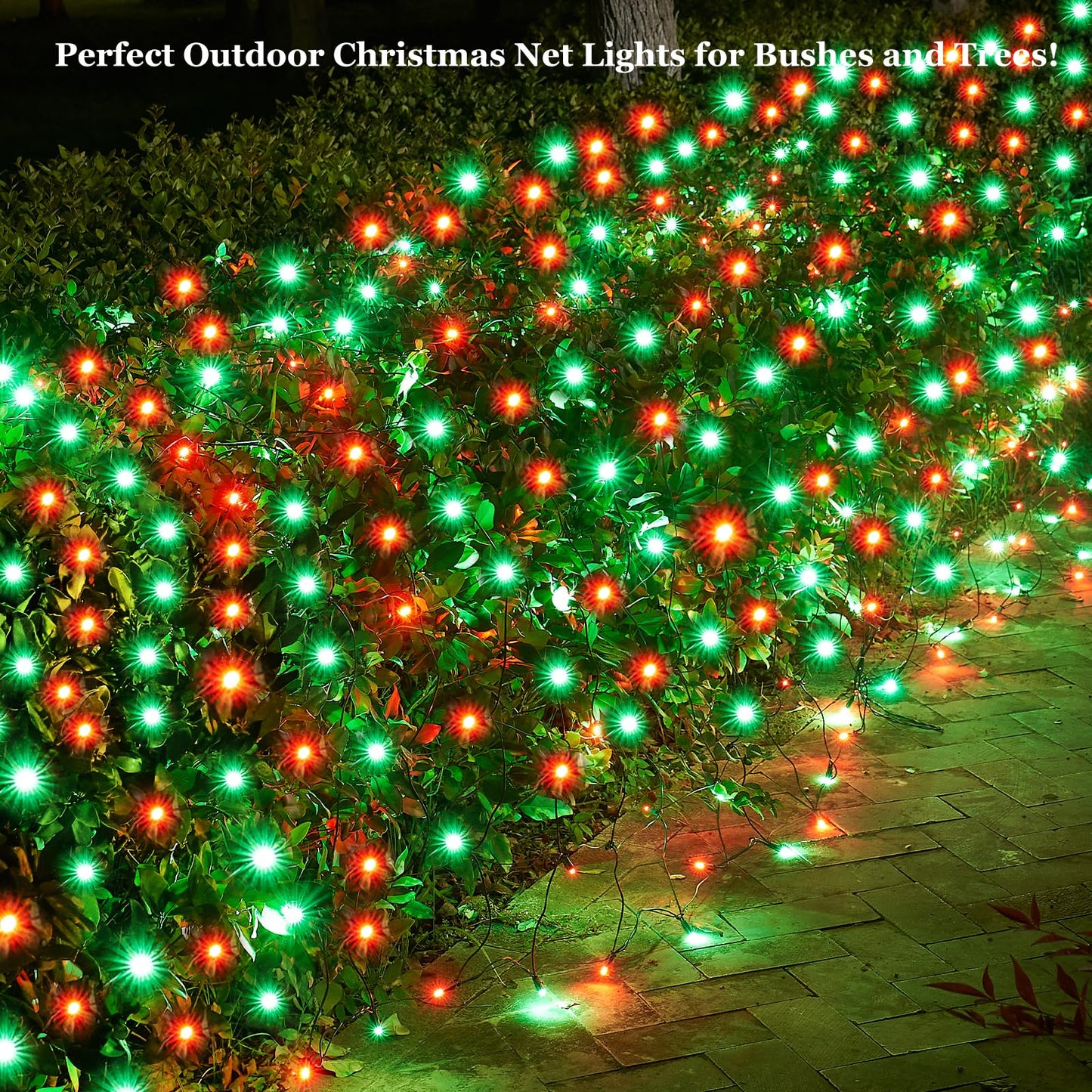 Dirnun LED Christmas Net Lights, 160LED, 5ftx7ft, Waterproof, Red and Green, Model HO-160/4N, for Outdoor Indoor Holiday Decor