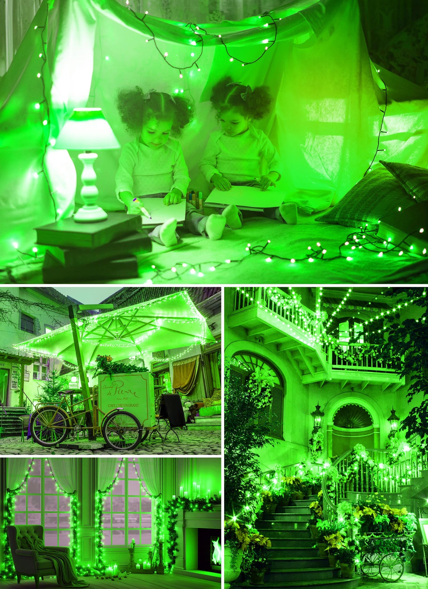 Brightown 100Led Solar String Lights Outdoor Solar Powered Lights Ip65 Waterproof For Party Garden Yard Home Holiday Tree Decoration Lighting (Green 100Led-2Pack)