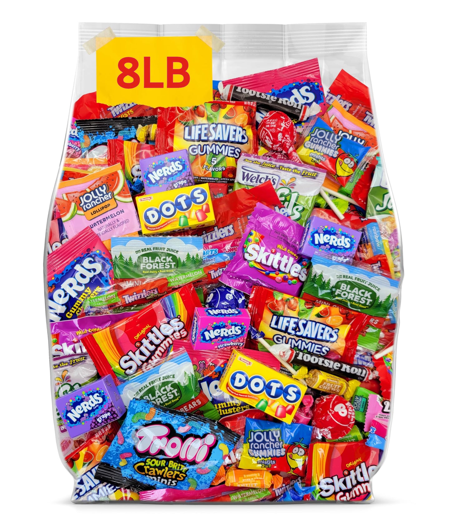Assorted Candy Variety Pack - 8lb Individually Wrapped Candy for Christmas Stocking Stuffers Party Favors Goodie Bags Piata Candies - 8 Pounds of Mixed Candies Bulk Pack