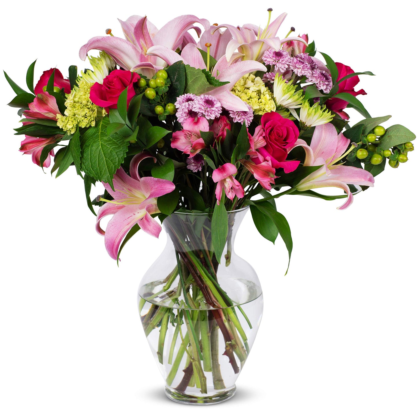 Benchmark Bouquets - Blissful Blossoms (Glass Vase Included) - Fresh Flowers for Delivery - Gift for Graduation, Birthday, Anniv