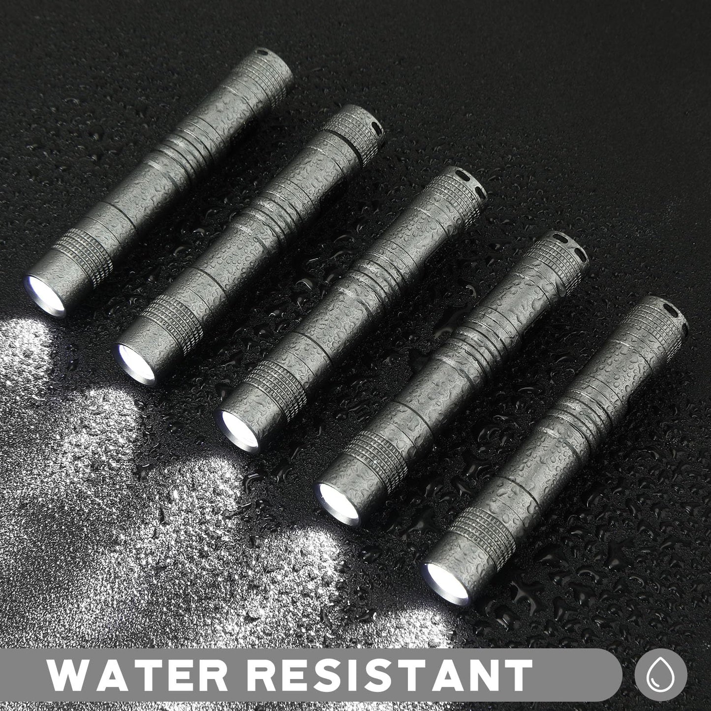 Hortsun Mini Pen Light Flashlights - 20 Pcs LED Handheld Torches, 3.54 Inch, Silver Gray, Aluminum, Pocket Size