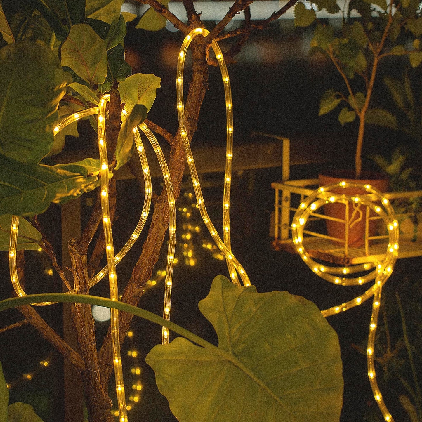Chorled Waterproof Led Rope Lights Connectable & Flexible With 8 Modes Outdoor Lighting For Deck Garden Pool Patio & Christmas Decor (Warm White 50Ft)
