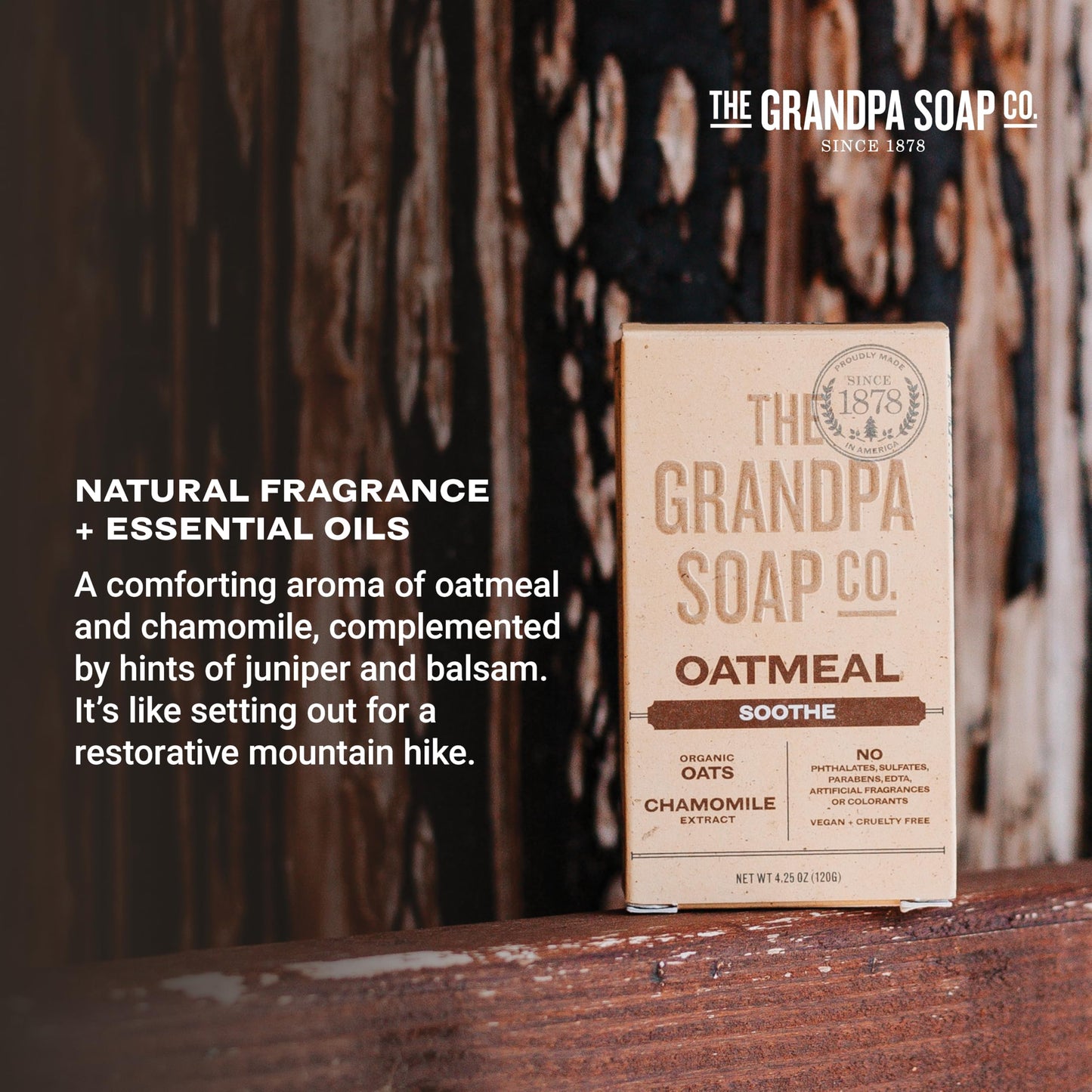 The Grandpa Soap Company Oatmeal Bar Soap - With Organic Oats + Chamomile Extract, Gently Exfoliates and Softens the Skin, Vegan