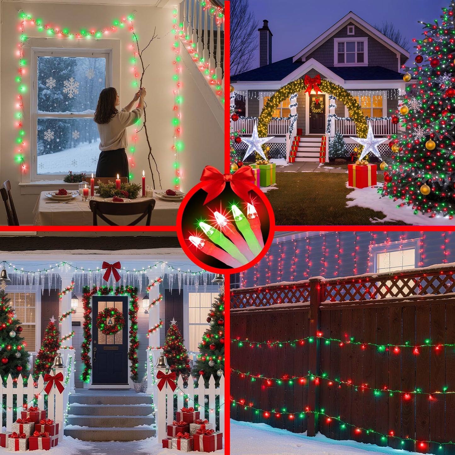 750 Led 240Ft Christmas String Lights Outdoor 12 Pro Modes And Timer Memory & Brightness Plug In Outdoor Waterproof Clear Wire Twinkle Light For For Xmas Yard Tree Wedding Party Decor (Red & Green)