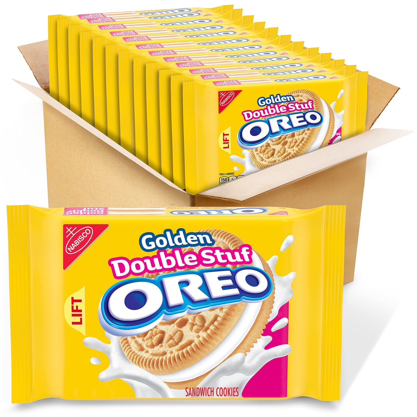OREO Golden Double Stuf Sandwich Cookies, 12 - 15.25 oz Packs