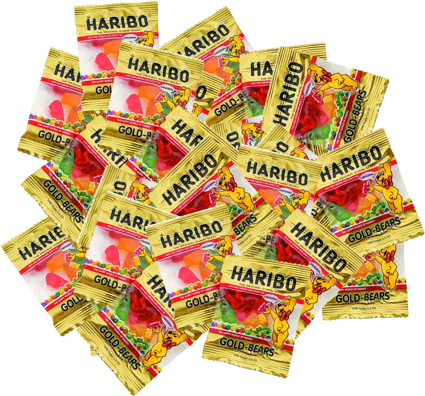Haribo Goldbears Gummy Bears - 70 Count Treat Size Bags - 0.4 oz Individually Wrapped Bags - Perfect for Snacks Goodie Bags