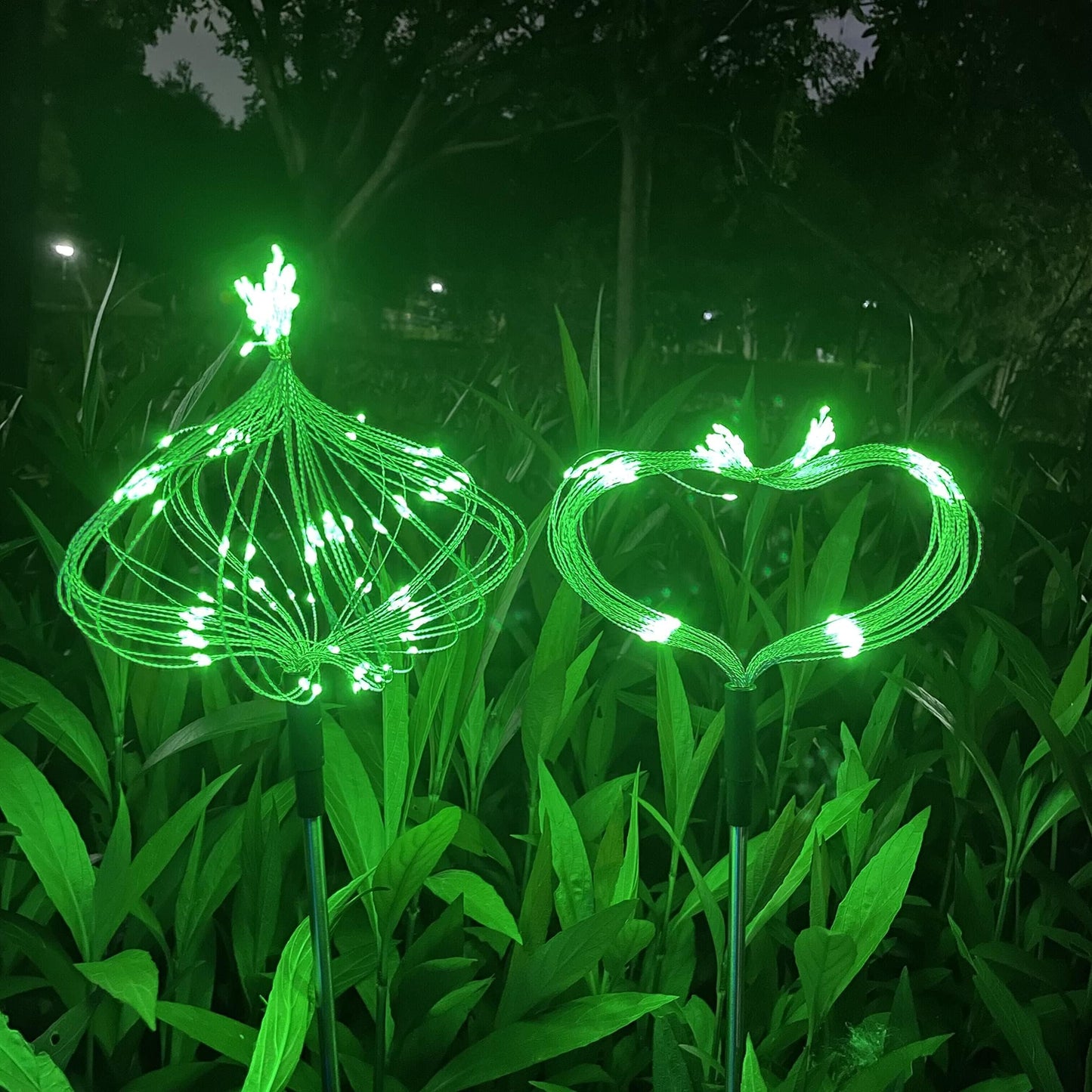 JJGoo Solar Garden Lights, 120 LEDs, 2 Lighting Modes, Waterproof, 2 Pack, Green