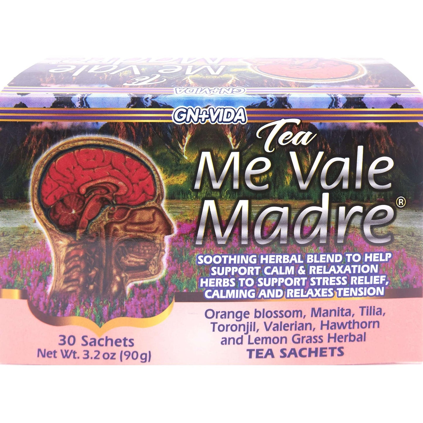 Me Vale Madre Natural Calming Tea: 100% Natural for Relaxation Support Tranquility and Relief Herbal Tea. Te Relajante y Calmante para Nervios Tension y Dormir Mejor - 30 Tea Bags