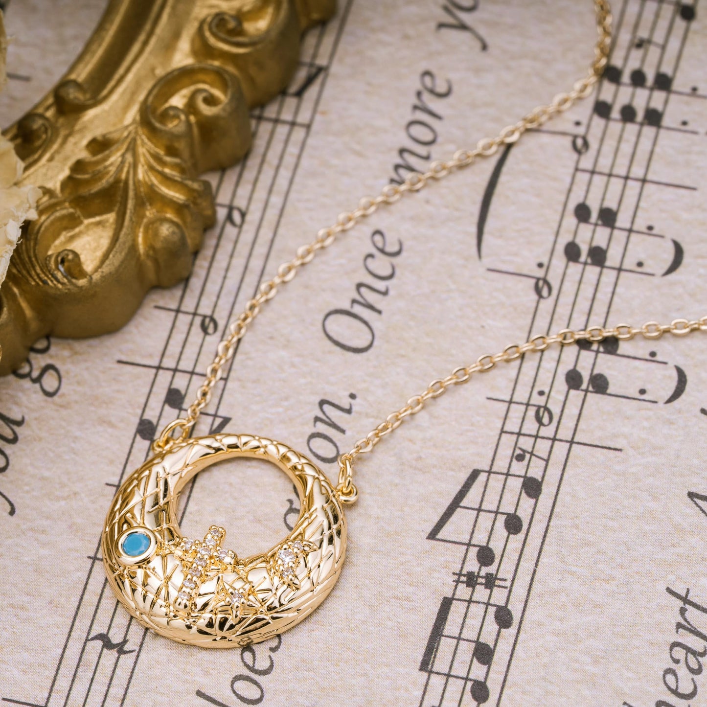 Fettero 14K Gold Plated Cross Necklace, Cross Faith Turquoise Pendant Dainty Chain Simple Tiny Zircon Jewelry Gift for Women