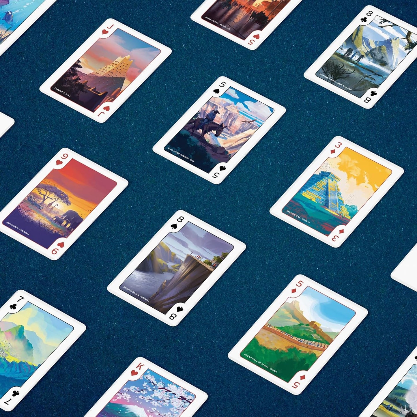 Underdog Games Around The World Themed Playing Cards | 52 Pieces of Stunning Custom Art | Unique Destination on Every Card