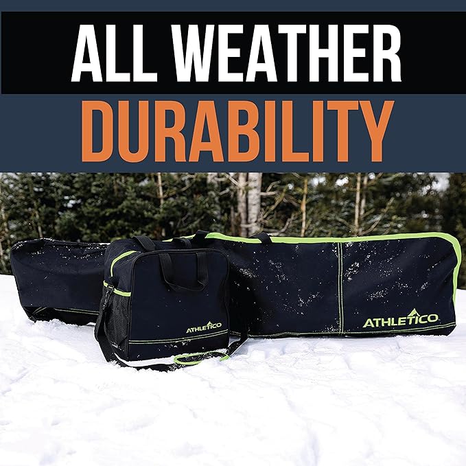 Athletico Two-Piece Snowboard and Boot Bag Combo | Store & Transport Snowboard Up to 165 CM and Boots Up To Size 13 | Includes 1 Snowboard Bag & 1 Boot Bag (Black)