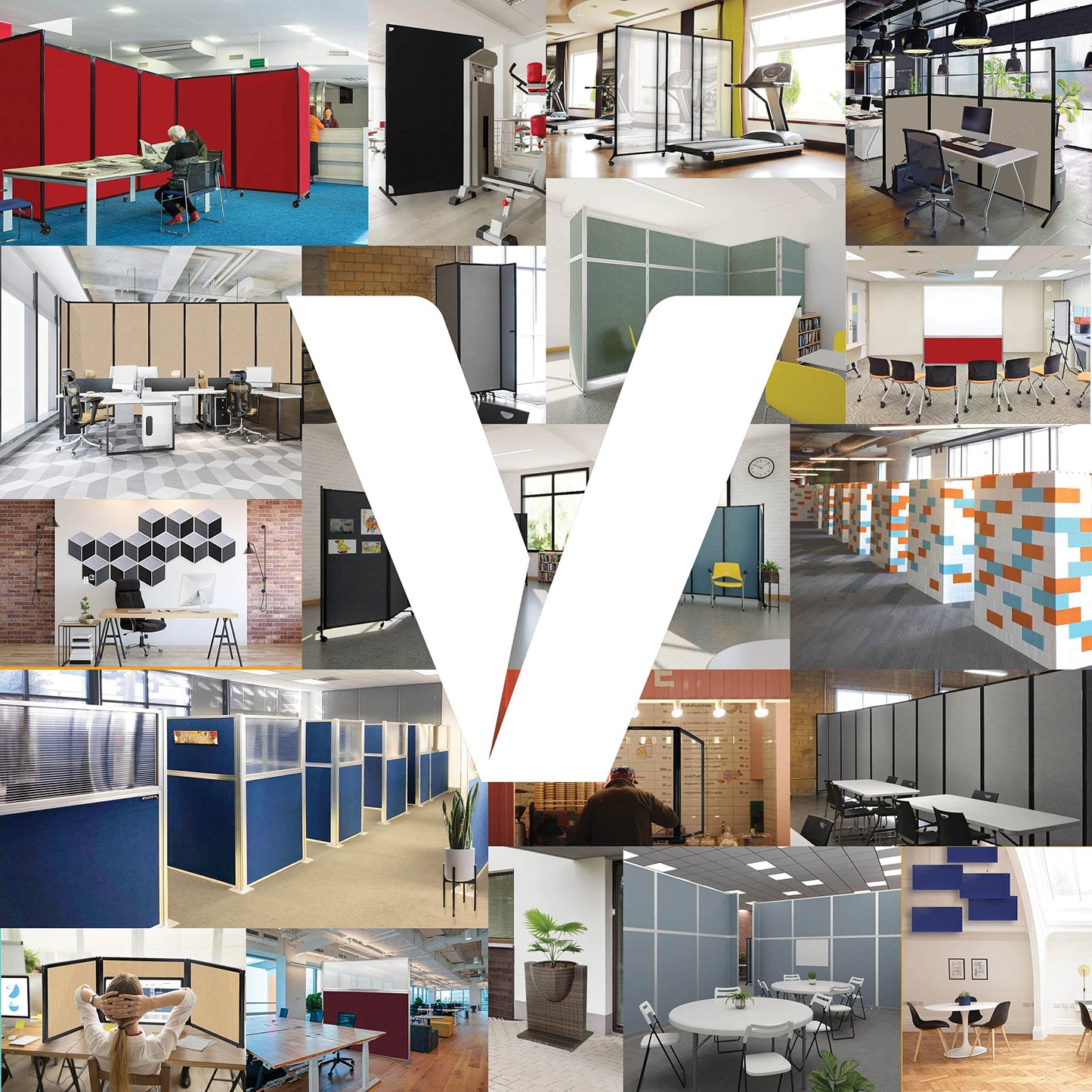 Versare Workstation Partition | Portable Wall Divider | Modern Office Cubicle | Free Standing Privacy Screen | Flexible Work Space | 66" x 70" W/Window, Navy Blue Fabric Panels