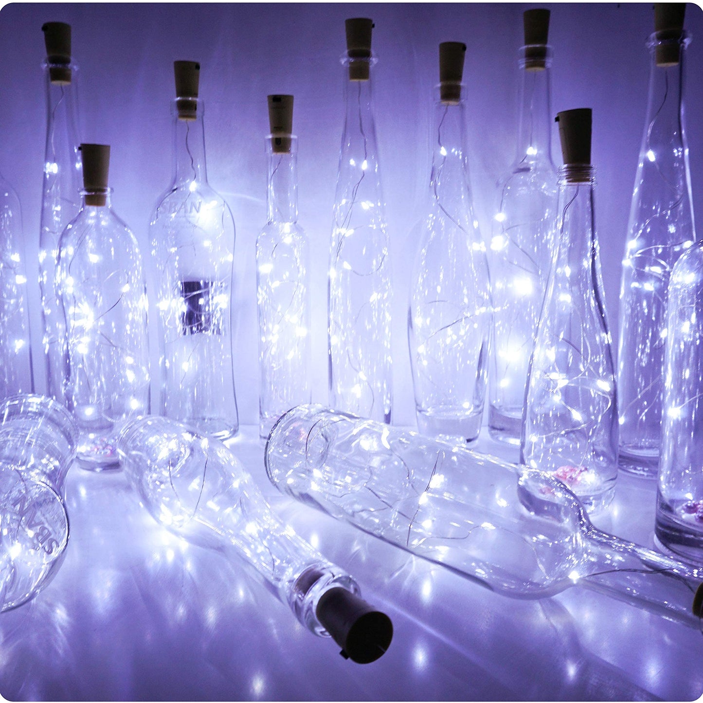 StarryMine Bottle Lights 12 Pack, 20 LEDs, Battery Powered Cork Fairy String Lights for DIY Decor, Cool White