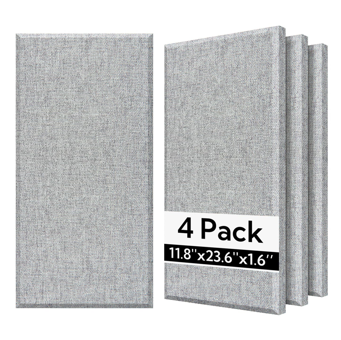 Olanglab Fiberglass Acoustic Wall Panels 4 Pack, 11.8 x 23.6 Sound Panels, Fabric Wrapped Sound Proof Panels for Walls (Ligh
