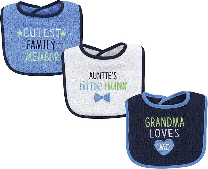 Luvable Friends Unisex Baby Cotton Terry Drooler Bibs with Fiber Filling