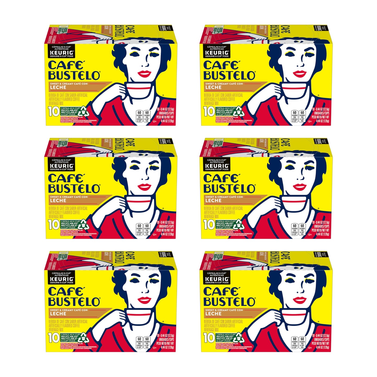 Caf Bustelo Caf con Leche Flavored Espresso Style Coffee, 60 Keurig K-Cup Pods