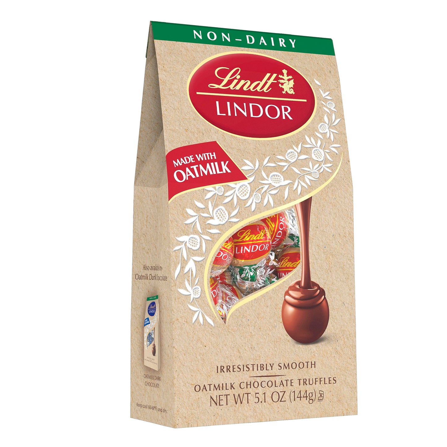 Lindt LINDOR OatMilk Chocolate Candy Truffles Non-Dairy Chocolate Truffles with Smooth Melting Truffle Center 5.1 oz.