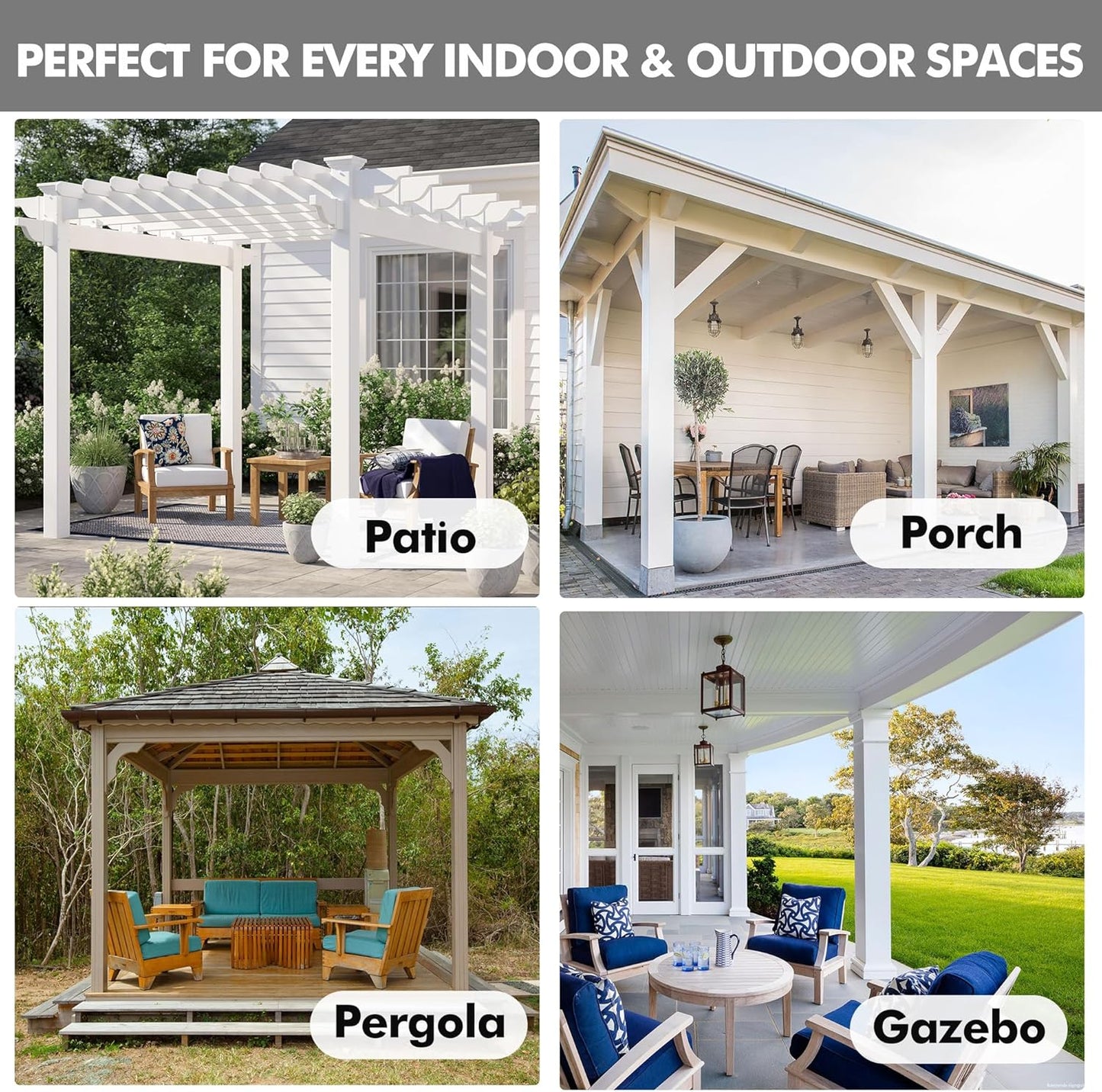 HolidayIdeas Outdoor Curtains for Patio Waterproof-4 Panels Linen Gazebo Curtains 54"x84"-Indoor/Outside Privacy Taupe Curtains Weatherproof Weighted for Pergola, Porch,Backyard,Living Room,Sunroom