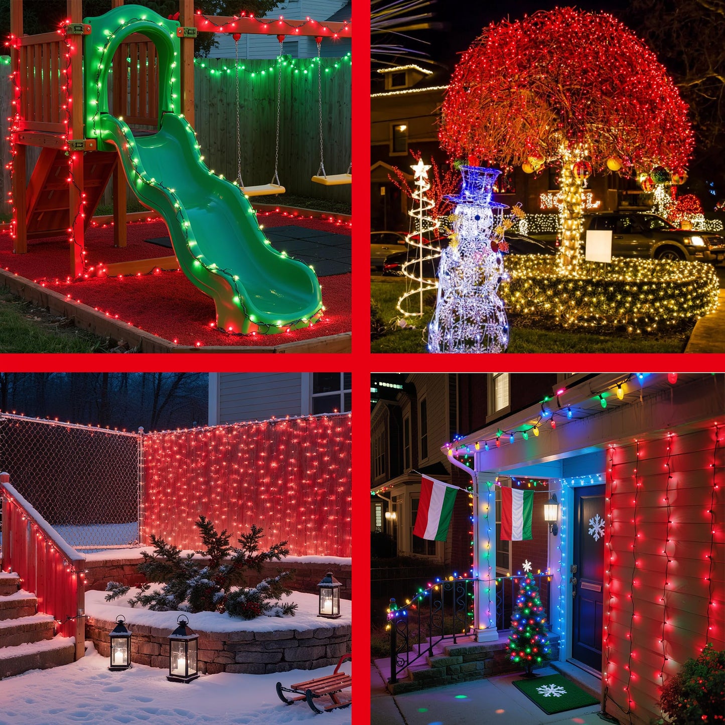 350Led Christmas Lights Indoor Outdoor 90Ft 12 Modes Red Led String Lights With Timer Dimmable Waterproof Christmas Tree Lights For Xmas Patio Bedroom Yard Fence Balcony Garden Party Decor Red