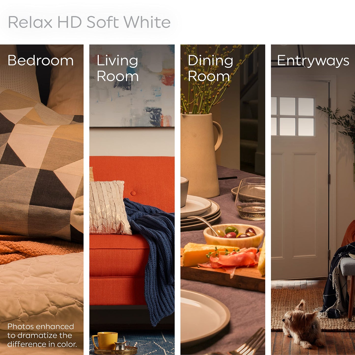 GE Relax LED Light Bulbs, 60W Equivalent, Soft White, A19, Glass, 4 Count, Medium Base