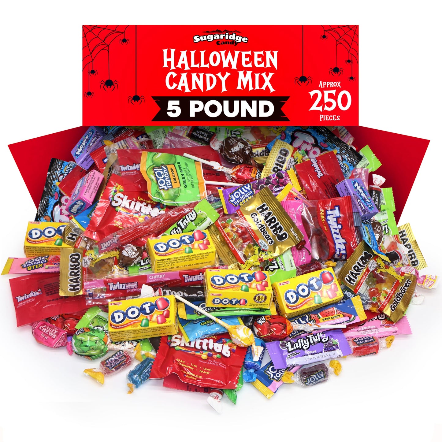 Bulk Candy Variety Pack - 5 lb Large Candy Mix Approx 250 Pieces - Individually Wrapped Party Candies for Pinata Fillers Birthday Parties & Favors - Sugaridge