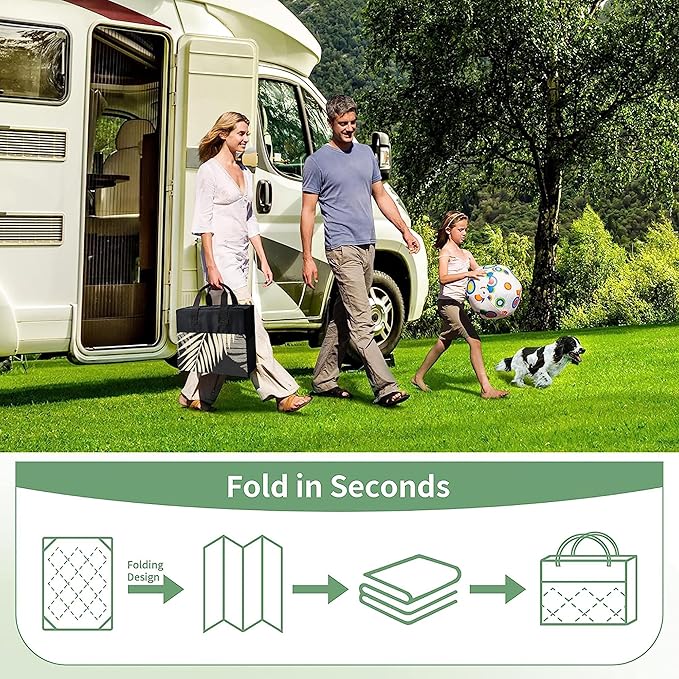 GENIMO Outdoor Rug 9' x 18' Waterproof for Patios Clearance, Reversible Outdoor Plastic Straw Camping Rug Carpet, Large Area Rugs Mats for RV, Camper, Deck, Balcony, Porch, Beach, Picnic, Black&Beige