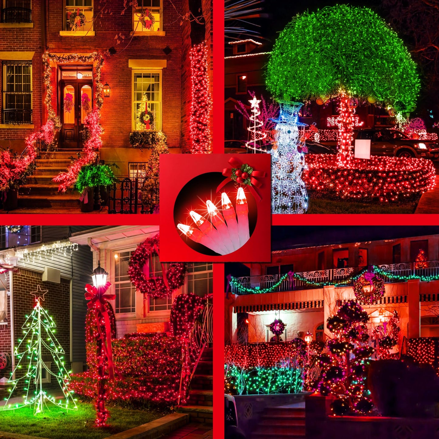 Xikengshq 750 Led Christmas Lights Outdoor Use 246Ft 8 Lighting Modes Fairy Lights For Outside Christmas Tree Lights Outdoor Ip44 Waterproof For Xmas Patio Yard Fence Deck Balcony Garden Decor Red