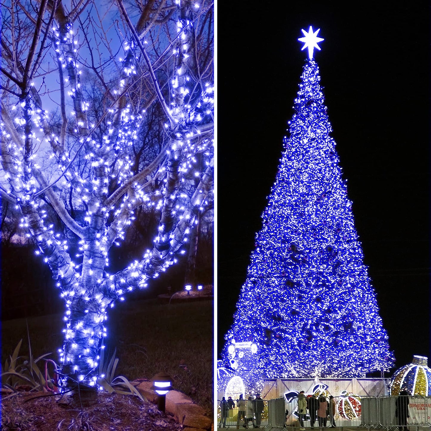 KNONEW LED String Lights - 403FT 1000 LEDs, Waterproof, 8 Modes & Timer, Blue, Model 68KN-168LIG-NIU, for Outdoor Christmas Decorations