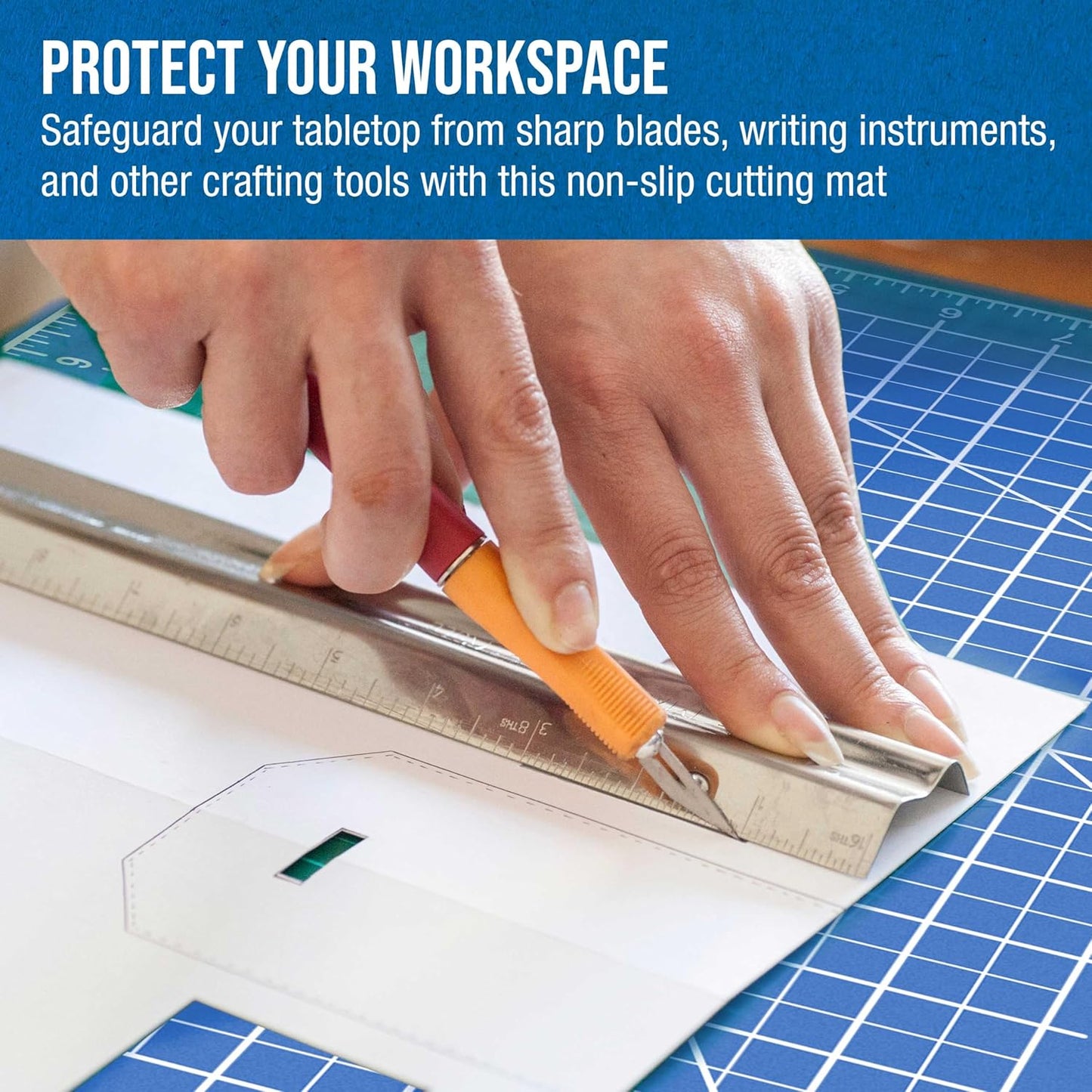 U.S. Art Supply 18" x 24" Self-Healing Cutting Mat 5-Ply (2 Pack) - Double-Sided Pink/Blue Craft Mat, Non-Slip Cutting Mats for Crafts, Sewing, Quilting, Scrapbooking