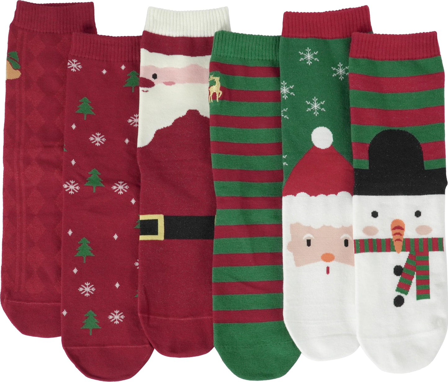 BenSorts Women's Cute Socks Christmas Fun Dress Socks Calf Crew Socks Gifts for Women Girls Mom 6 Pairs Size 5 6 7 8 9 10 11